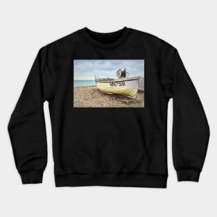 Fishing Boat On Shingle Crewneck Sweatshirt